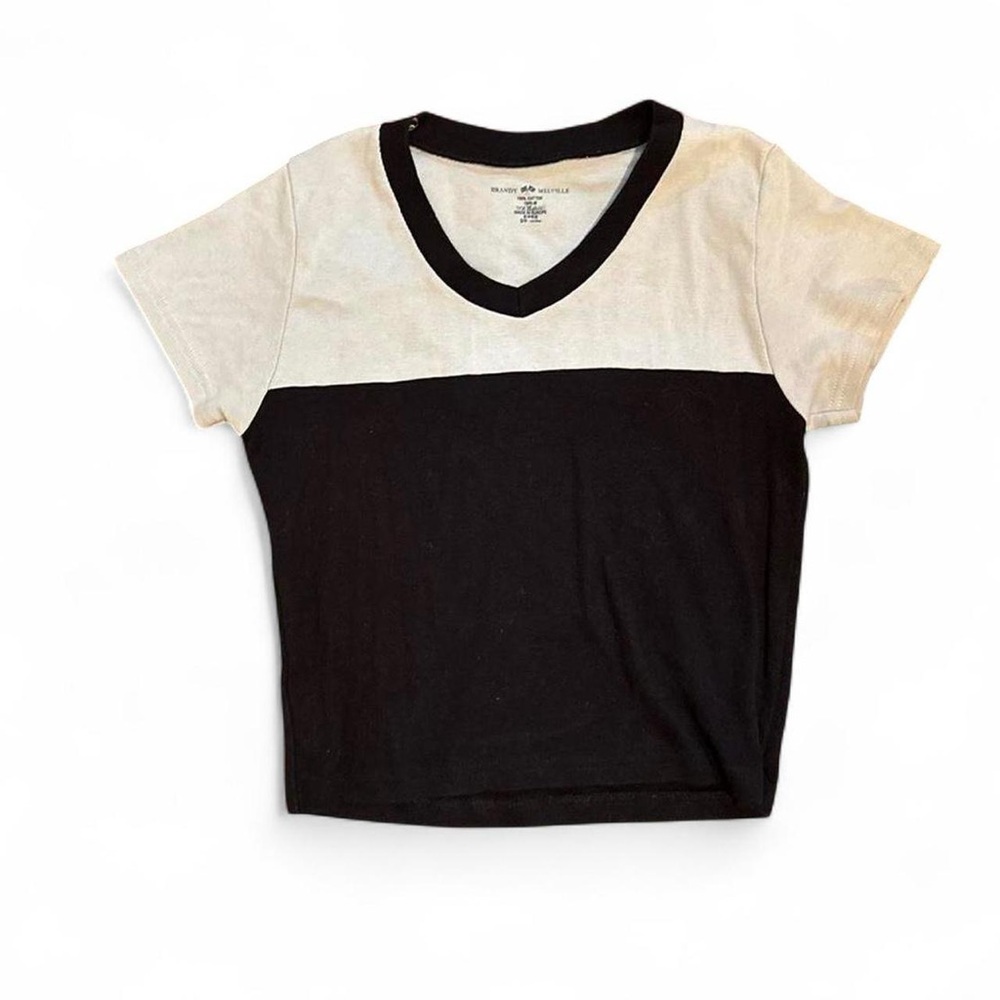 Light blue and navy Brandy Melville Baby Tee Crop Top